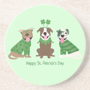 Happy St Patricks Day Pit Bull Dogs Coaster