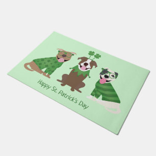Happy St Patricks Day Pit Bull Dogs Doormat