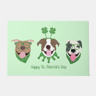 Happy St Patricks Day Pit Bull Dogs Doormat