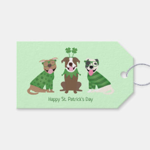 Happy St Patricks Day Pit Bull Dogs Gift Tags