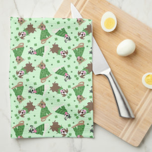 Happy St Patricks Day Pit Bull Dogs Kitchen Towel