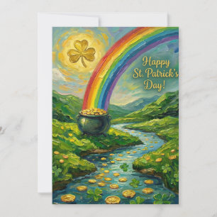 Happy St. Patrick's Day Pot of Gold Rainbow Holiday Card