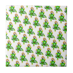 Happy St. Patrick's Day Rabbit Ceramic Tile
