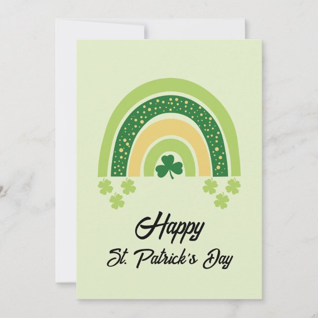 Happy St. Patrick's Day Rainbow Green Gold Holiday Card (Front)