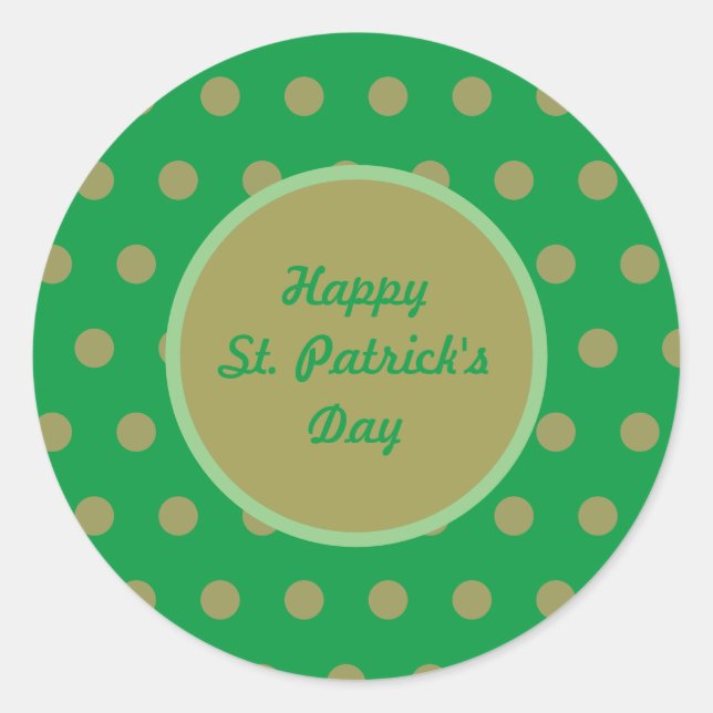 Happy St. Patrick's Day Round Stickers (Green) (Front)