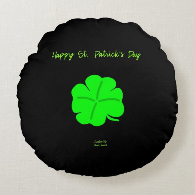 Happy St.  Patrick's Day Round Throw Pillow (Front)