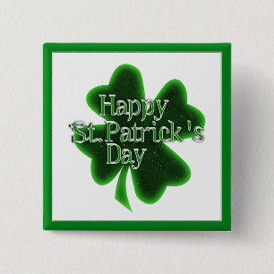 Happy St. Patricks Day Shamrock 2 Inch Square Button