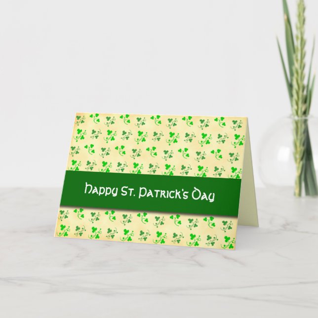 Happy St. Patrick's Day Shamrock Art Card (Front)