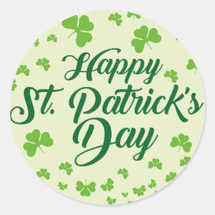 happy st patricks day shamrock classic round sticker
