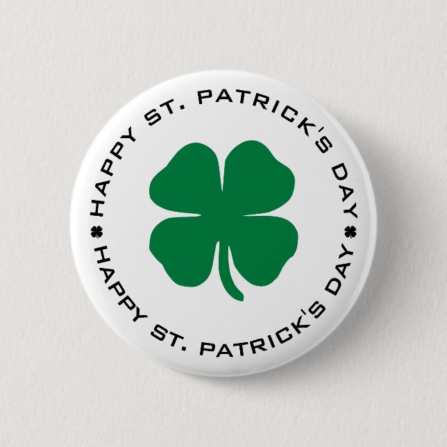 Happy St. Patrick's Day Shamrock Lucky Charm 2 Inch Round Button (Front)