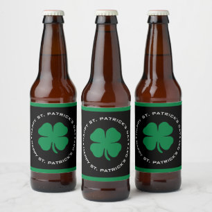 Happy St. Patrick's Day Shamrock Lucky Charm Beer Bottle Label