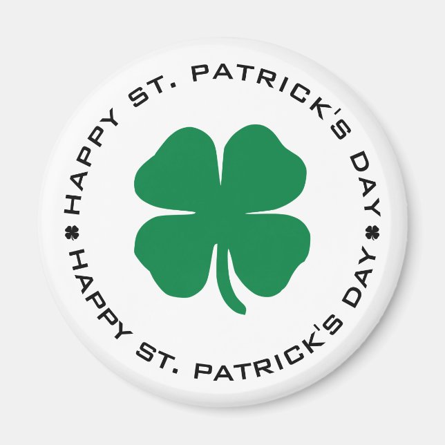 Happy St. Patrick's Day Shamrock Lucky Charm Magnet (Front)