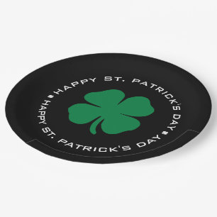 Happy St. Patrick's Day Shamrock Lucky Charm Paper Plate