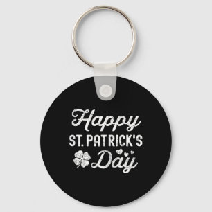 Happy St Patricks Day Shamrock Lucky Girl Womens 1 Keychain