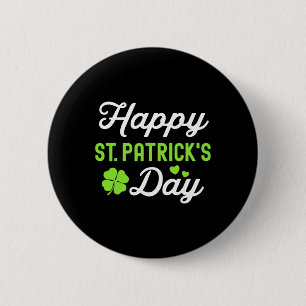 Happy St Patricks Day Shamrock Lucky Girl Womens 2 Inch Round Button