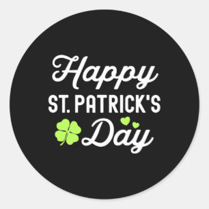 Happy St Patricks Day Shamrock Lucky Womens  Classic Round Sticker