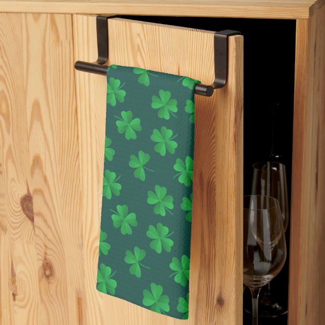 HAPPY ST. PATRICK'S DAY Shamrock Pattern Kitchen T Kitchen Towel (Thirds Fold)