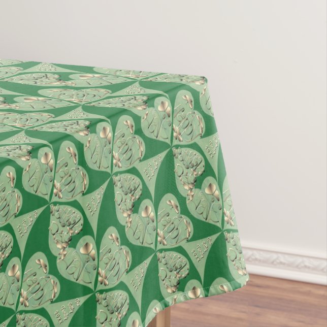 "Happy St. Patrick's Day"Shamrock Tablecloth (In Situ)