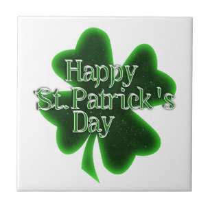 Happy St. Patricks Day Shamrock Tile