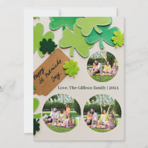 Happy St. patrick's day Shamrocks family 3 photo Holiday Card