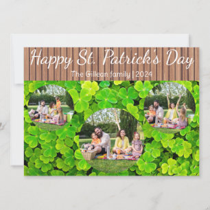 Happy St. patrick's day Shamrocks family 3 photo Holiday Card