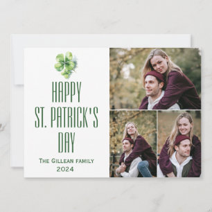Happy St. patrick's day Shamrocks family 3 photo  Holiday Card