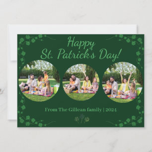 Happy St. patrick's day Shamrocks family 3 photo  Holiday Card