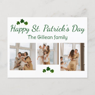 Happy St. patrick's day Shamrocks family 3 photo Holiday Postcard
