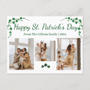 Happy St. patrick's day Shamrocks family 3 photo  Holiday Postcard