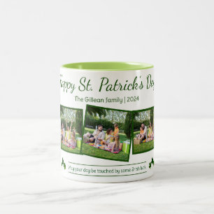 Happy St. patrick's day Shamrocks family 3 photo Two-Tone Coffee Mug