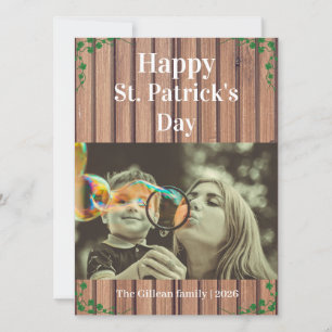 Happy St. patrick's day Shamrocks family one photo Holiday Card