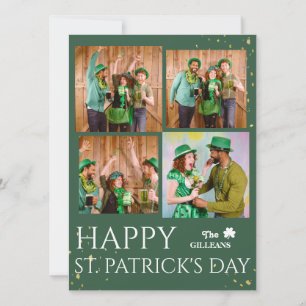 Happy St. patrick's day Shamrocks family photo Holiday Card