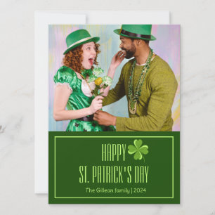 Happy St. patrick's day Shamrocks family photo  Holiday Card