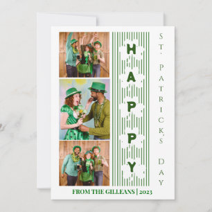 Happy St patricks day Shamrocks family photo Holiday Card