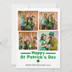 Happy St. patrick's day Shamrocks family photo Holiday Card