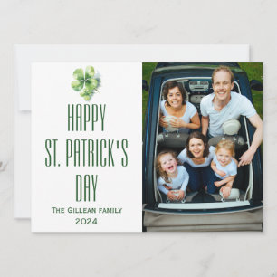 Happy St. patrick's day Shamrocks family photo  Holiday Card