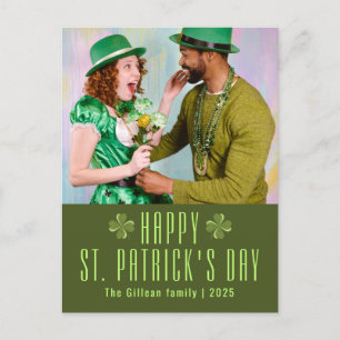 Happy St. patrick's day Shamrocks family photo  Holiday Postcard