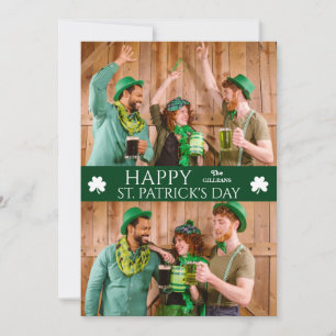 Happy St patricks day Shamrocks family Two photo Holiday Card