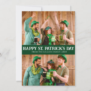 Happy St patricks day Shamrocks family Two photo Holiday Card