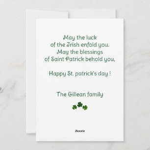 Happy St. patrick's day Shamrocks mom & baby photo Holiday Card