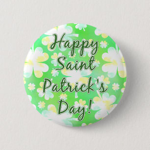 Happy St Patrick's Day Shamrocks Retro Watercolor 2 Inch Round Button