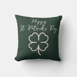 Happy St. patrick's day Shamrocks Simple Script Throw Pillow