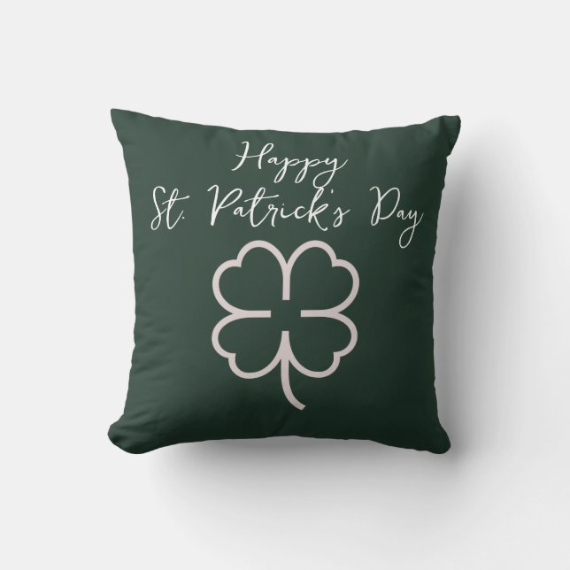 Happy St. patrick's day Shamrocks Simple Script Throw Pillow (Front)