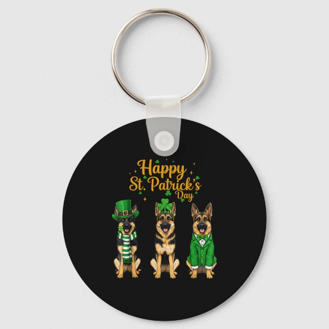 Happy st patricks day shepherd dog graphic - keychain (Front)