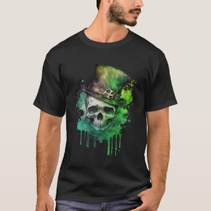 Happy St Patricks Day Skull C Green Shamrock  10 T-Shirt