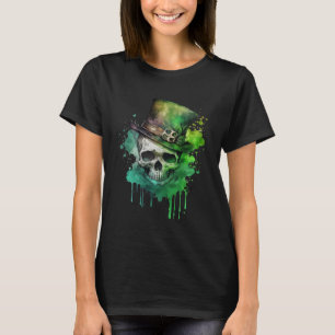 Happy St Patricks Day Skull C Green Shamrock  10 T-Shirt