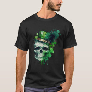 Happy St Patricks Day Skull C Green Shamrock 11 T-Shirt