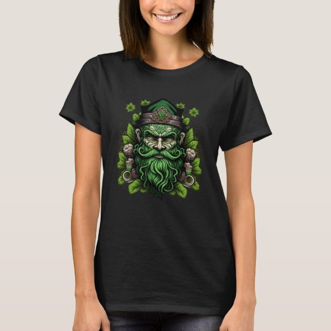 Happy St Patricks Day Skull C Green Shamrock  1 T-Shirt (Front)
