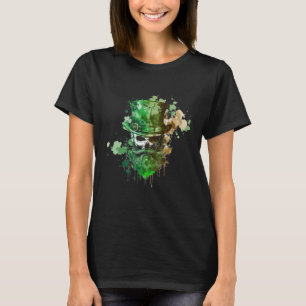 Happy St Patricks Day Skull C Green Shamrock  8 T-Shirt