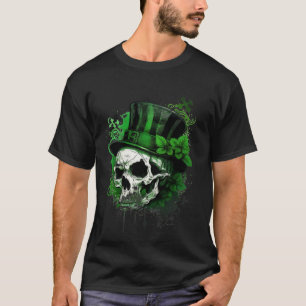 Happy St Patricks Day Skull C Green Shamrock  9 T-Shirt